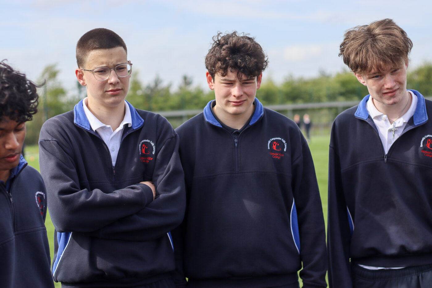 Three Transition Year students standing together at the festival