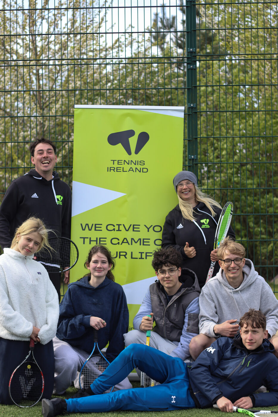 Students gathered at a Tennis Ireland stand during the TY Festival